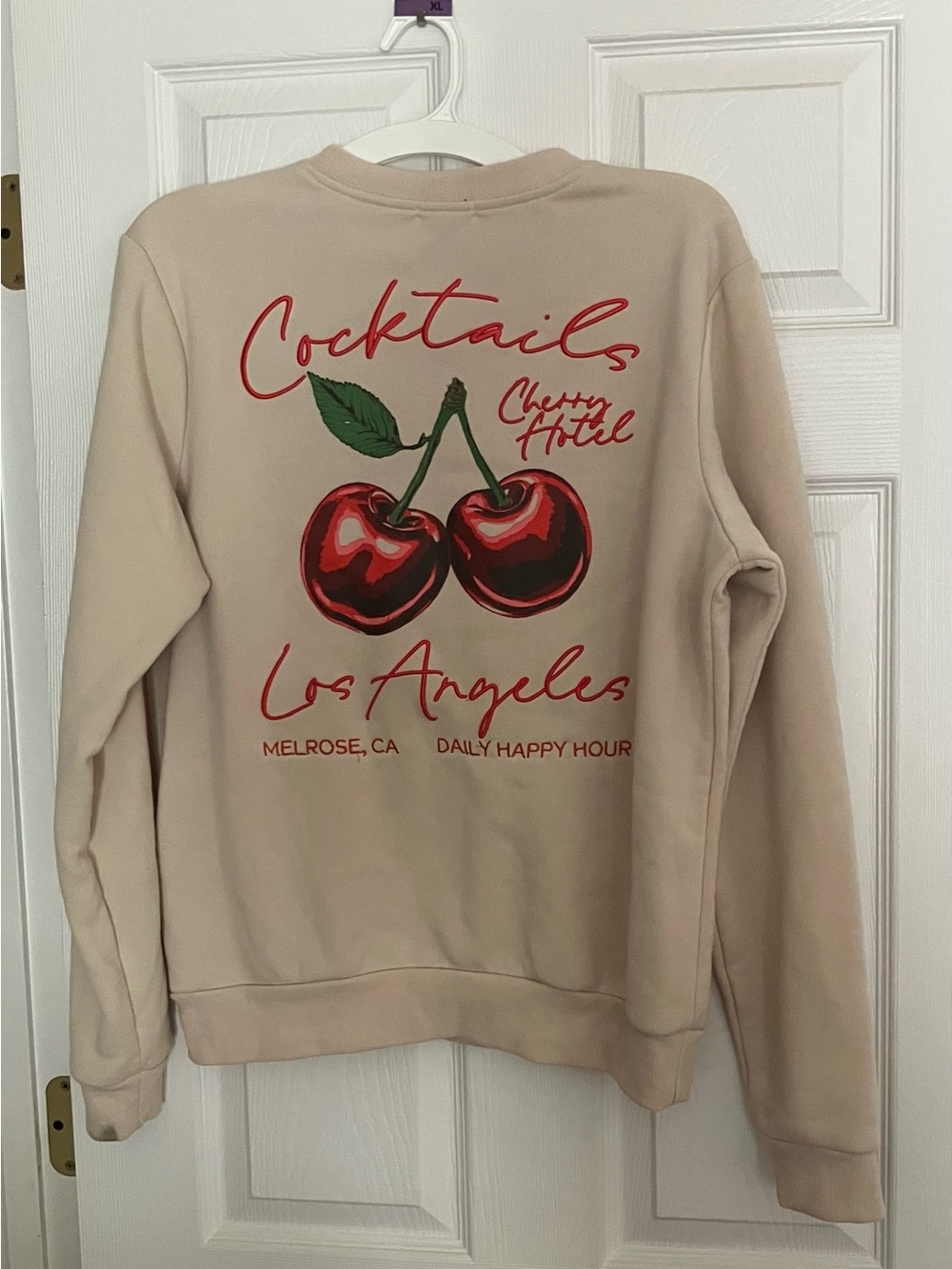 better / together Women’s Crew Neck Fleece Cherries Sweatshirt Beige size M